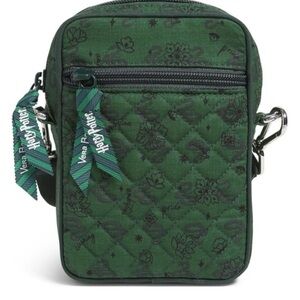 Vera Bradley Harry Potter Green Quilted Crossbody with Striped Ribbon Pulls